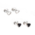 Silver and onyx stud earrings, 'Open Heart, Full Heart' (pair) - Two Pairs of Stud Earrings in 950 Silver