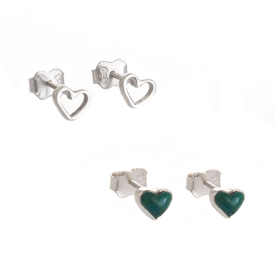 Chrysocolla and 950 Silver Stud Earrings (Pair)