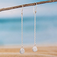 Sterling silver dangle earrings, 'Shell Shine' - Artisan Crafted Sterling Silver Earrings