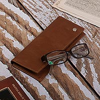 Leather eyeglass case, 'Cool Companion in Brown' - Handcrafted Leather Eyeglass Case