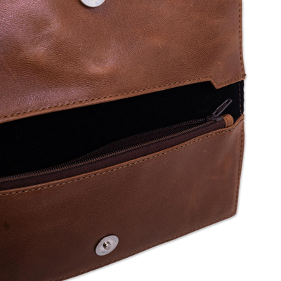 Leather eyeglass case, 'Cool Companion in Brown' - Handcrafted Leather Eyeglass Case