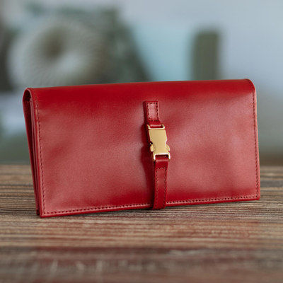Wrinkle Leather Wooden Handle Clutch Crossbody Bag