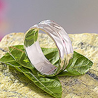 Sterling silver band ring, 'Modern Glow'