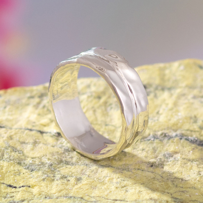 Sterling silver band ring, 'Modern Glow' - Artisan Crafted High Polish Sterling Ring