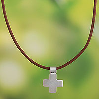 Sterling silver pendant necklace, 'Chorrillos Cross'
