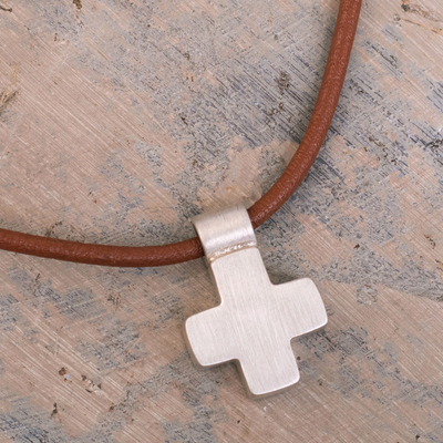 Sterling silver pendant necklace, 'Chorrillos Cross' - Artisan Crafted Sterling Pendant Necklace