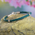 Braided leather bracelet, 'Bold Turquoise' - Handmade Turquoise Leather Braided Bracelet with Silver 925