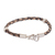Silver-accented braided leather bracelet, 'Vintage Brown' - Braided Leather Bracelet with Sterling Silver