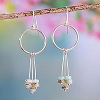 Opal dangle earrings, 'Sparkling River' - Natural Andean Opal Earrings