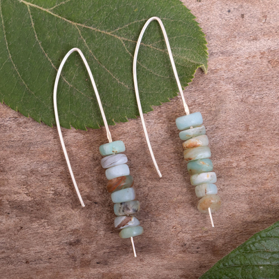 Opal drop earrings, 'Andean Waterfall' - Handcrafted Andean Opal Drop Earrings