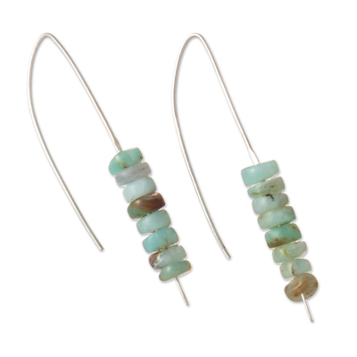 Opaltropfen-Ohrringe, 'Anden-Wasserfall' - Handgefertigte Opal-Tropfenohrringe aus den Anden