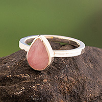 Opal single-stone ring, 'Andes Dew' - Pink Opal Ring from Peru