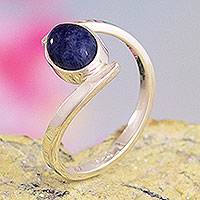 Sodalite single-stone ring, 'Embrace Life' - Sterling Silver Ring with Sodalite