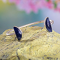 Sodalite cuff bracelet, 'Moon Phases' - Handcrafted Sodalite Bracelet from Peru