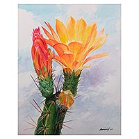 'Desert Beauty' - Realist Watercolor Painting of Cactus Flowers
