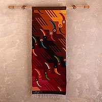 Wool-blend tapestry, 'Sunset Flight' - Handloomed Wool Blend Tapestry