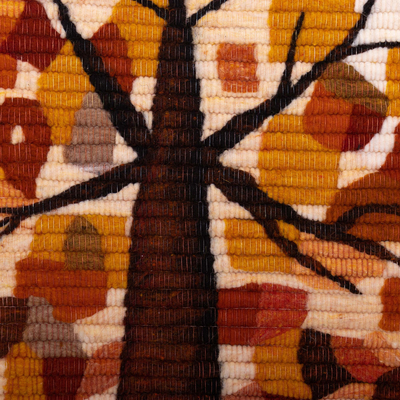 Tapiz de lana - Tema de la naturaleza andina tejido a mano Árbol de la vida Tela decorativa
