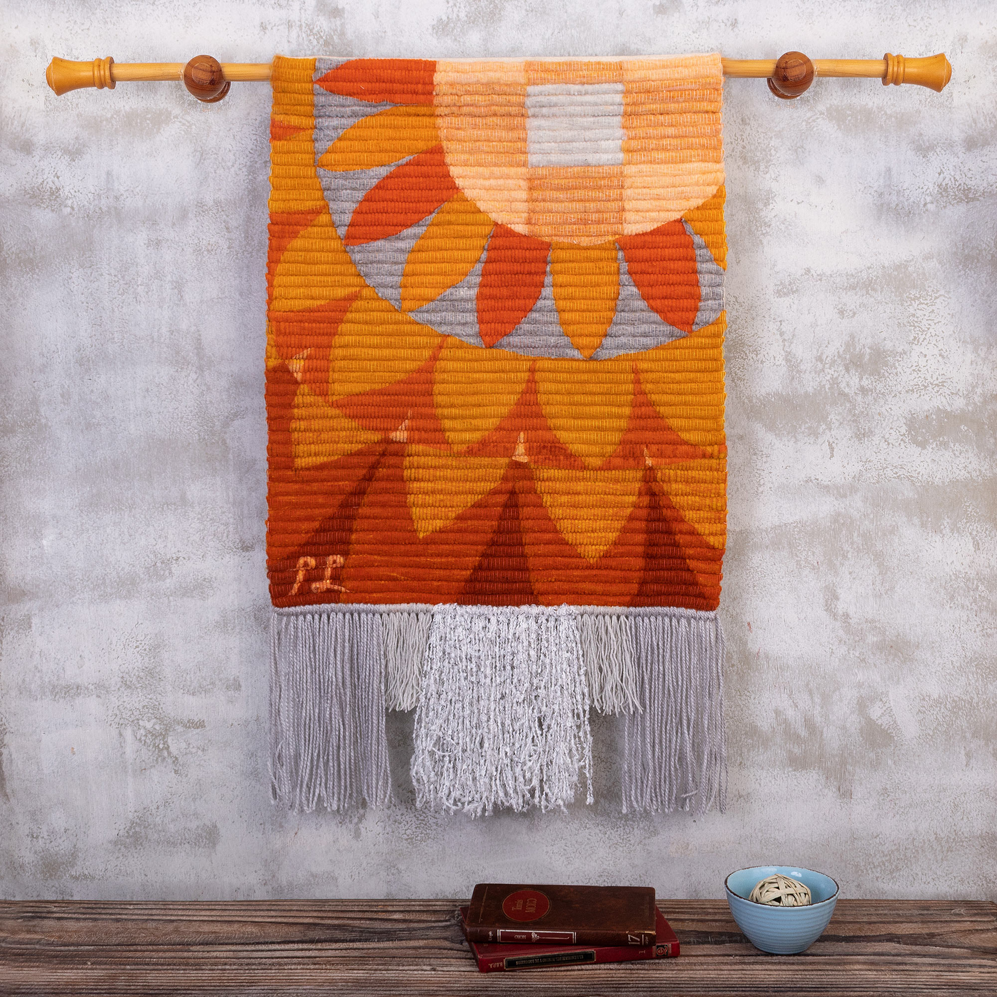Floral Themed Wool Tapestry Handloomed in Peru - Roses for You