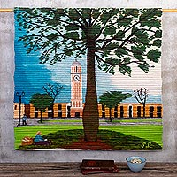 Wool blend tapestry, 'Park of Culture' - Hand Woven Tapestry from Peru