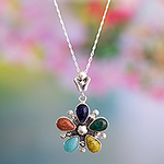 Handcrafted Multi-Gemstone Necklace, 'Flower of San Juan'