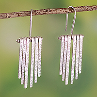 Sterling silver dangle earrings, 'Amazon Rain' - Handcrafted Sterling Silver Earrings