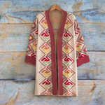 Cotton blend cardigan, 'Serene Andes' - Peruvian Colorful Cotton Blend Cardigan with Andean Details