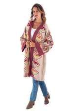 Cotton blend cardigan, 'Serene Andes' - Peruvian Colorful Cotton Blend Cardigan with Andean Details