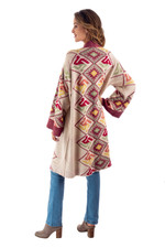 Cotton blend cardigan, 'Serene Andes' - Peruvian Colorful Cotton Blend Cardigan with Andean Details
