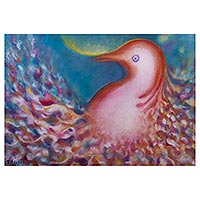 'Messenger of Peace' (2022) - Signed Andean Oil Painting of a Pink Dove