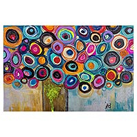 'Ball Tree' - Colorful Acrylic on Canvas Painting