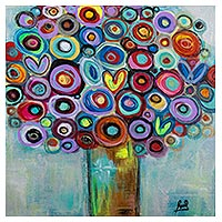 'Heart Tree' - Abstract Tree Painting from Peru