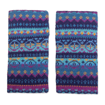 Hand-knit Fingerless Mittens Made with 100% Alpaca in Peru