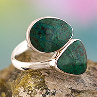 Chrysocolla cocktail ring, 'Come and Go'