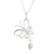 Cultured pearl pendant necklace, 'Butterfly Style' - Modern Sterling Pendant Necklace with Cultured Pearl (image 2c) thumbail