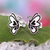 Sterling silver button earrings, 'Butterfly Sketch' - Artisan Crafted Button Earrings (image 2) thumbail
