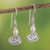 Cultured pearl dangle earrings, 'Rose Sketch' - Floral Motif Earrings with Cultured Pearls