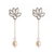 Cultured pearl dangle earrings, 'Lotus Sketch' - Floral Earrings with Cultured Pearls