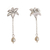 Cultured pearl dangle earrings, 'Lily Sketch' - Sterling Silver Flower Earrings (image 2b) thumbail