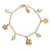 Gold plated opal charm bracelet, 'Lucky Flowers' - Charm Bracelet with Andean Opal thumbail