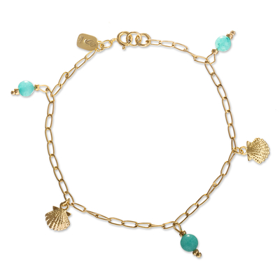 Amazonite Gold Plated Charm Anklet