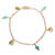 Gold plated amazonite charm anklet, 'Shell Game' - Amazonite Gold Plated Charm Anklet thumbail