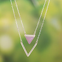 Opal pendant necklace, 'Arrow Down' - Pink Opal Pendant Necklace