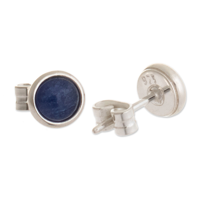 Sodalite stud earrings, 'Boundless Sea' - Small Stud Earrings with Sodalite