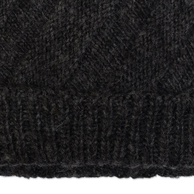 strickmütze aus 100 % Alpaka - Kunsthandwerklich gefertigter Hut aus 100 % Alpaka in Grau