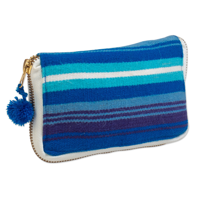 Tote bag autoalmacenable de algodón, 'Llévame contigo' - Tote Bag de Algodón Peruano en Estuche de Alpaca Mezcla Azul