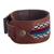 Leather and wool wristband, 'Andean Style' - Handmade Leather and Wool Bracelet from Peru