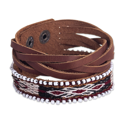 Textile and Leather Unisex Bracelet