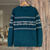100% alpaca men's sweater, 'Andean Teal Sky' - Men's Knit Teal Sweater Made from 100% Alpaca in Peru thumbail