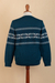 100% alpaca men's sweater, 'Andean Teal Sky' - Men's Knit Teal Sweater Made from 100% Alpaca in Peru (image 2d) thumbail