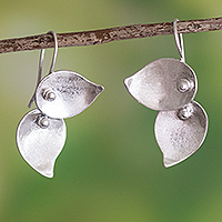 Sterling silver drop earrings, 'Raining Flowers' - Sterling SIlver Flower Drop Earrings